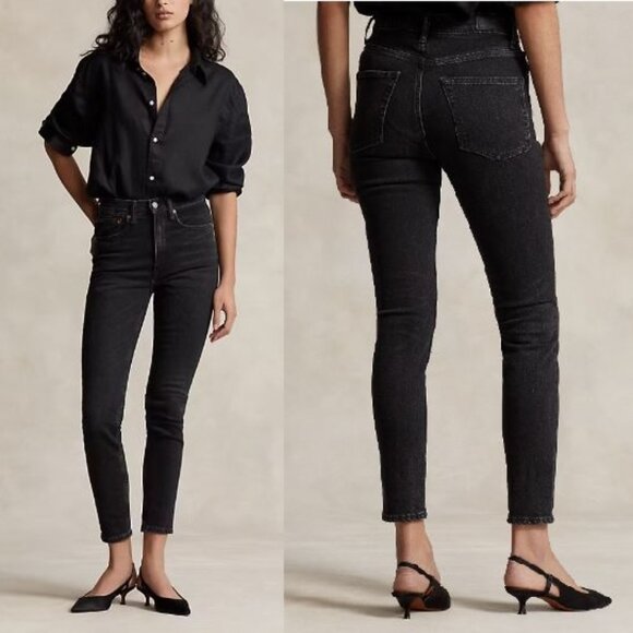 Lauren Ralph Lauren Denim - LAUREN Ralph Lauren Women's High-Rise Super-Slim Ankle Jeans Black Size 6P NWT